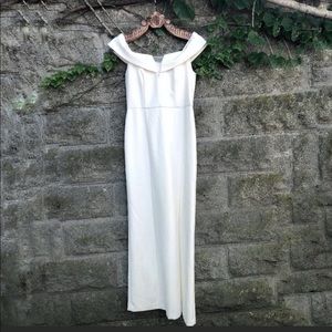 COPY - Vince Camuto Crepe Bardot Colum Maxi Gown Ivory 8 needs dry cleaned